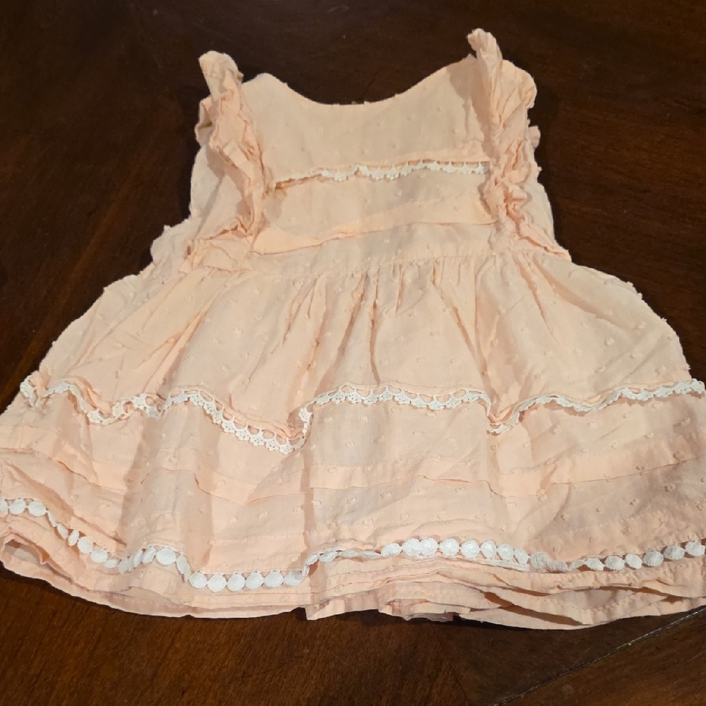 (J59) Artisan Ny Peach Dress with White Lace Sz 12m